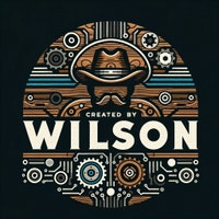 Created by Wilson’s original Etsy shop logo, an illustrated maker’s badge with tools, gears, and WILSON lettering